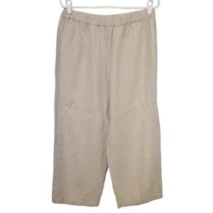 Williwear Women's Linen Capri Pants Size 12 Brown Beige Unlined Summer Light